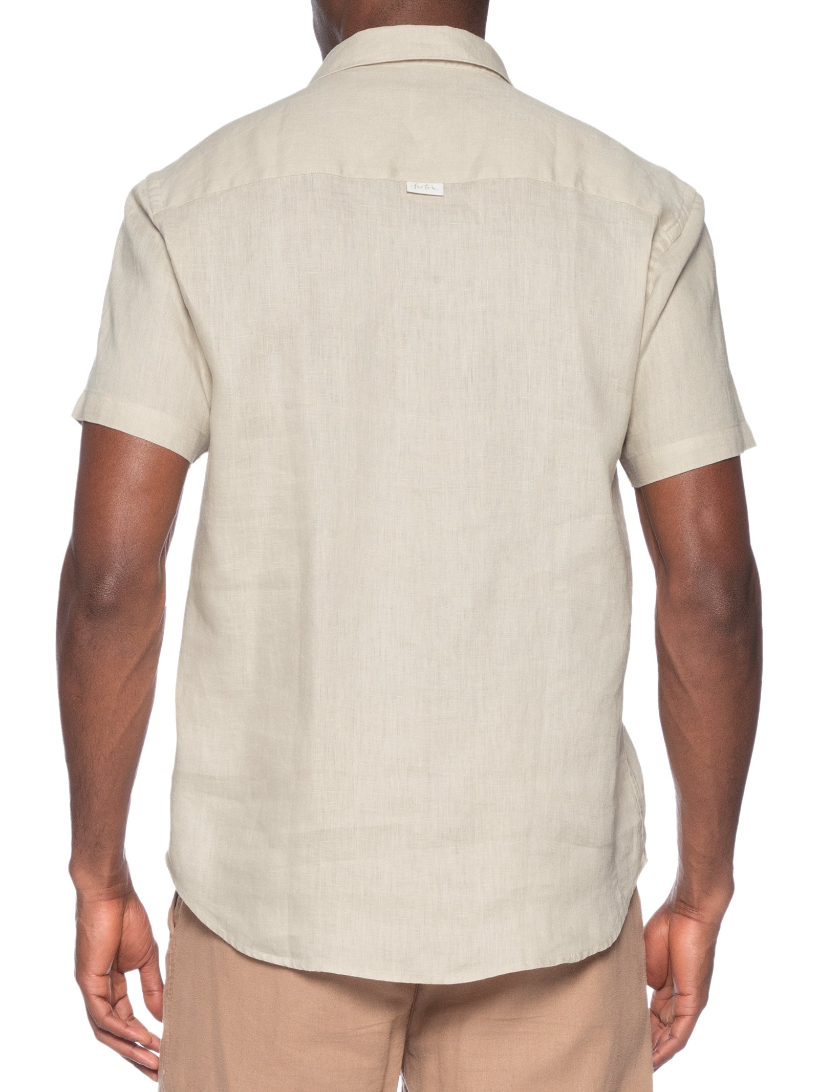 Camisa Manga Curta Puro Linho Lumiar Bege Foxton