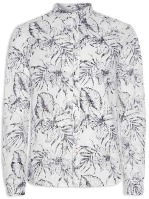 Camisa Manga Longa Estampada – Branco