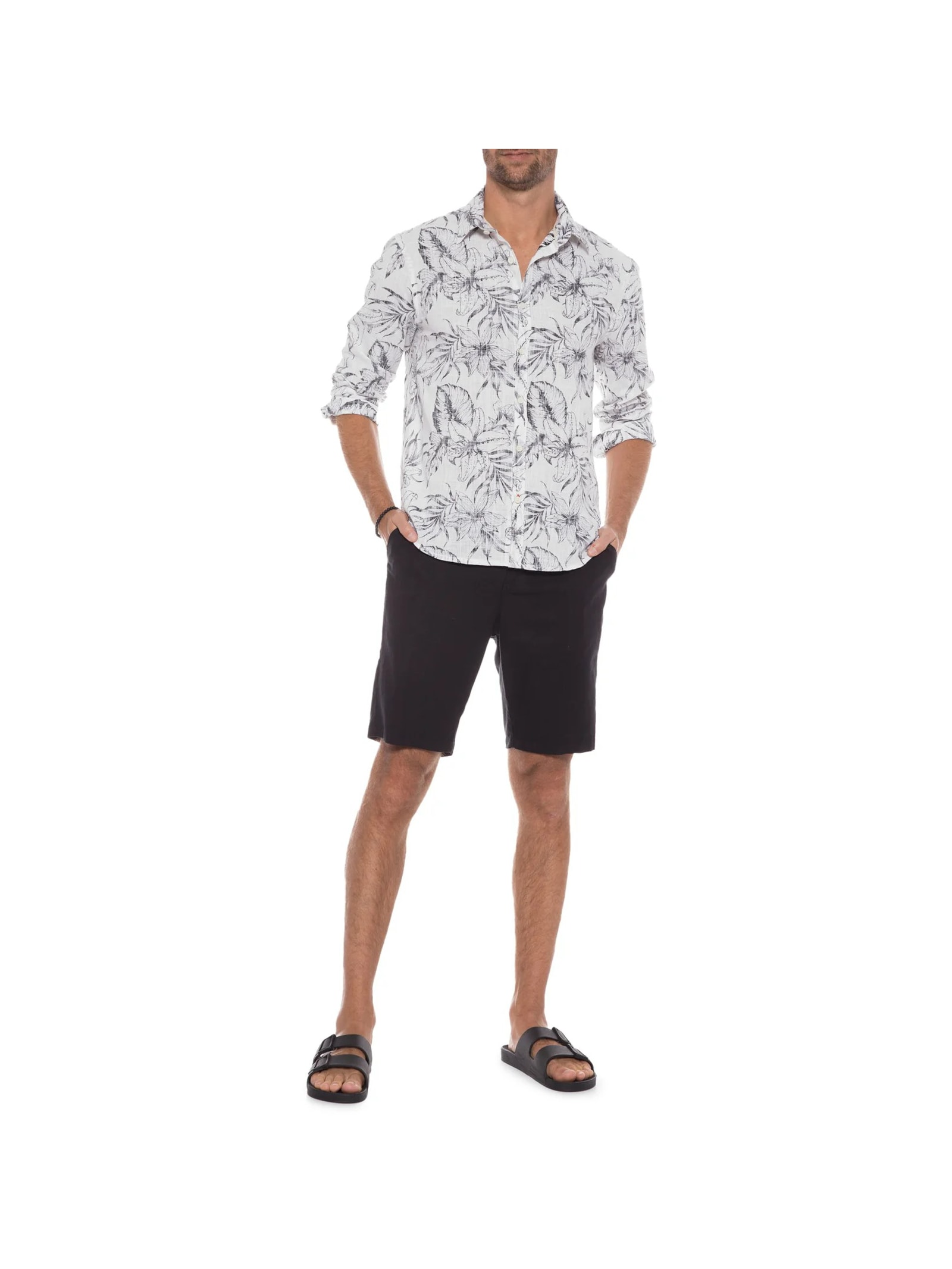 Camisa Manga Longa Estampada Branco Jab