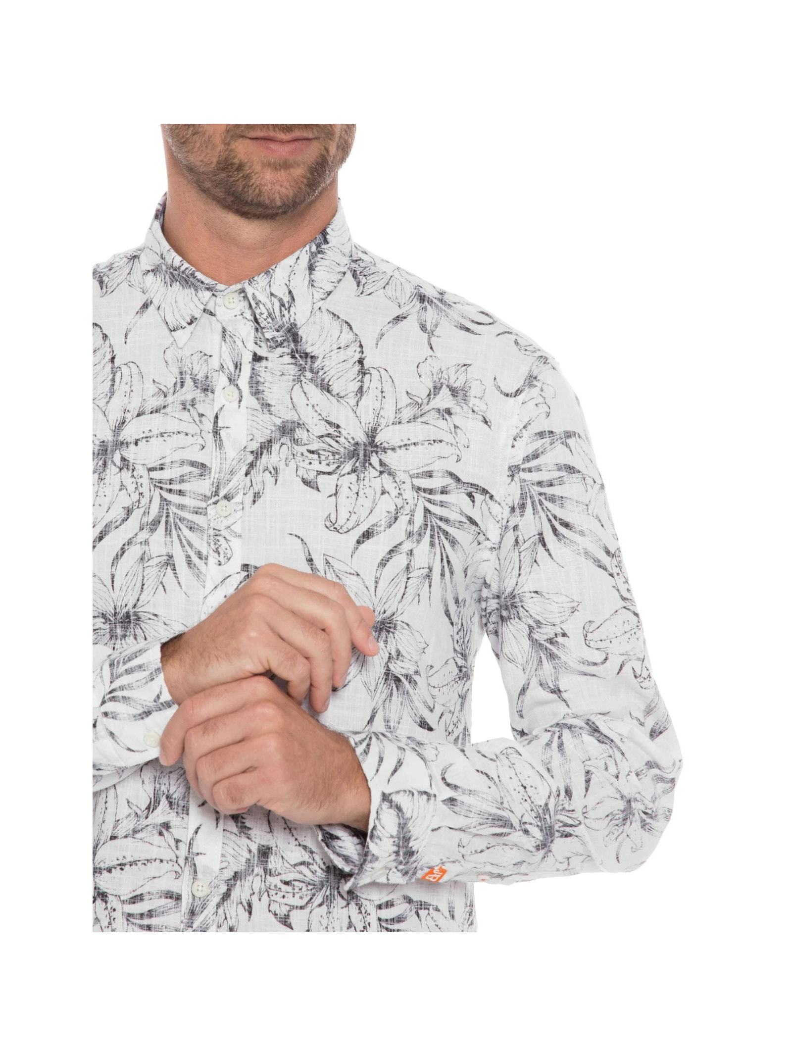 Camisa Manga Longa Estampada Branco Jab