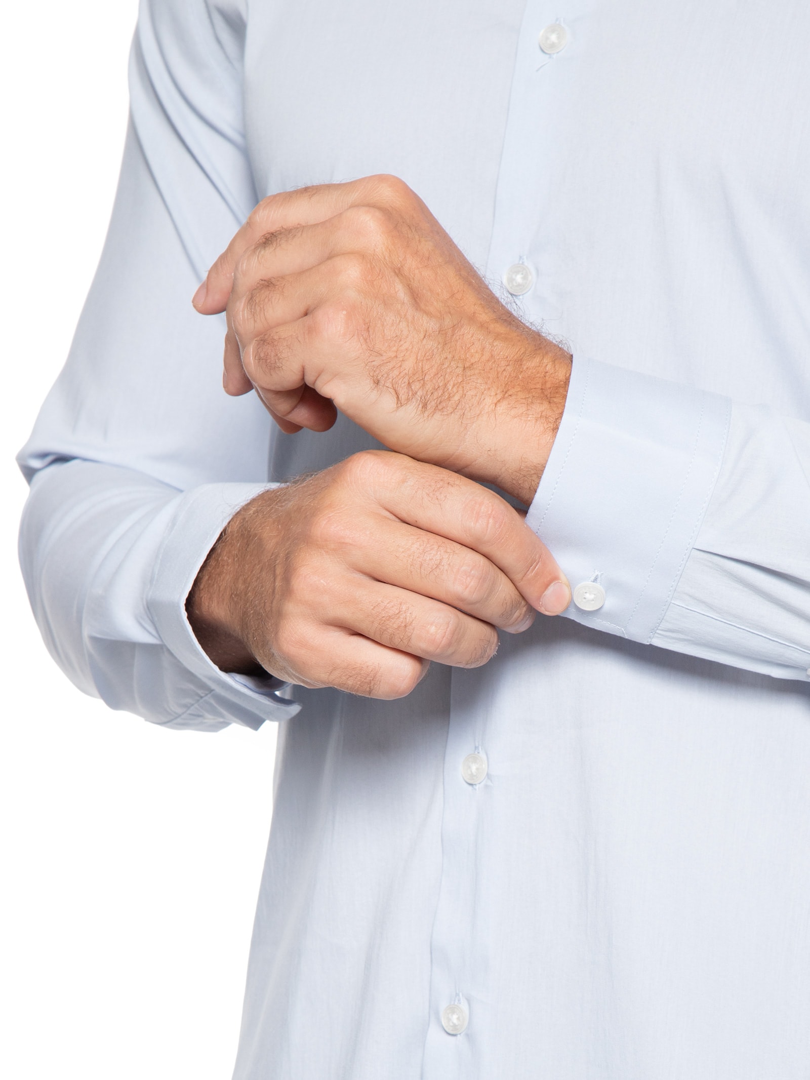 Camisa Manga Longa Tricoline Elastano Lisa Azul Sergio K