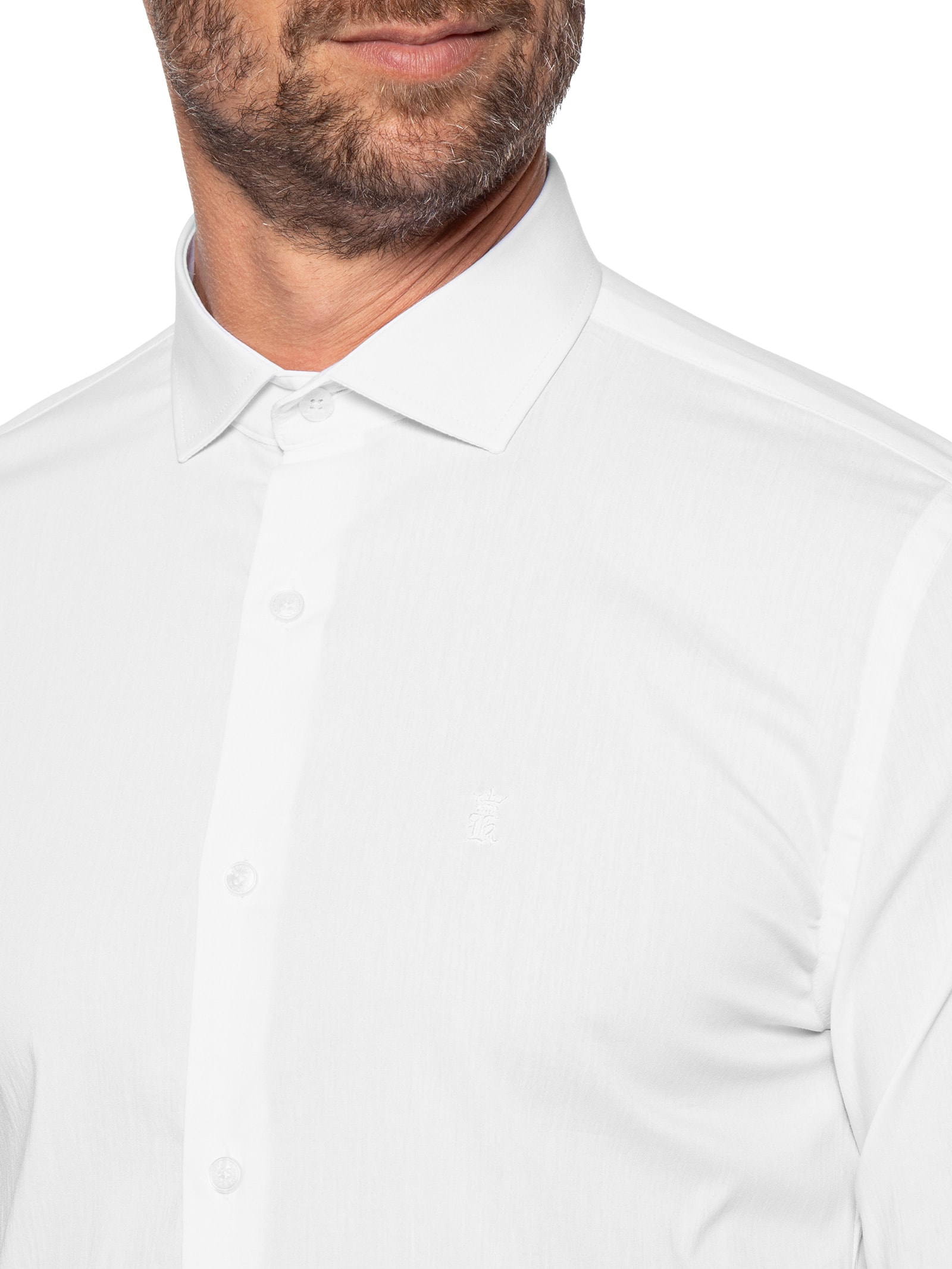 Camisa Manga Longa Tricoline Elastano Lisa Branco Sergio K