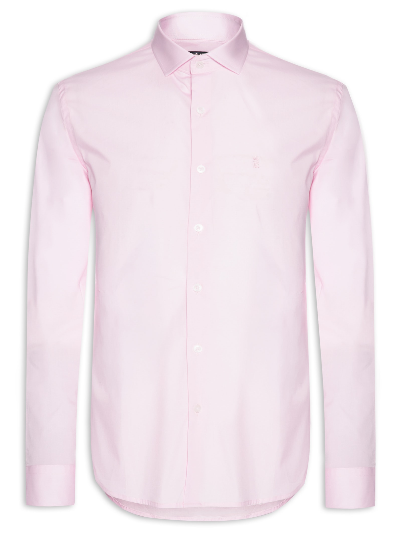 Camisa Manga Longa Tricoline Elastano Lisa Rosa Sergio K