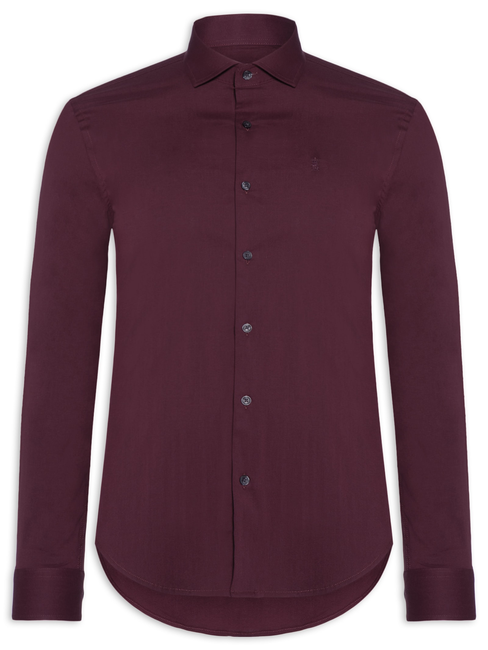 Camisa Manga Longa Tricoline Elastano Lisa Vermelho Sergio K