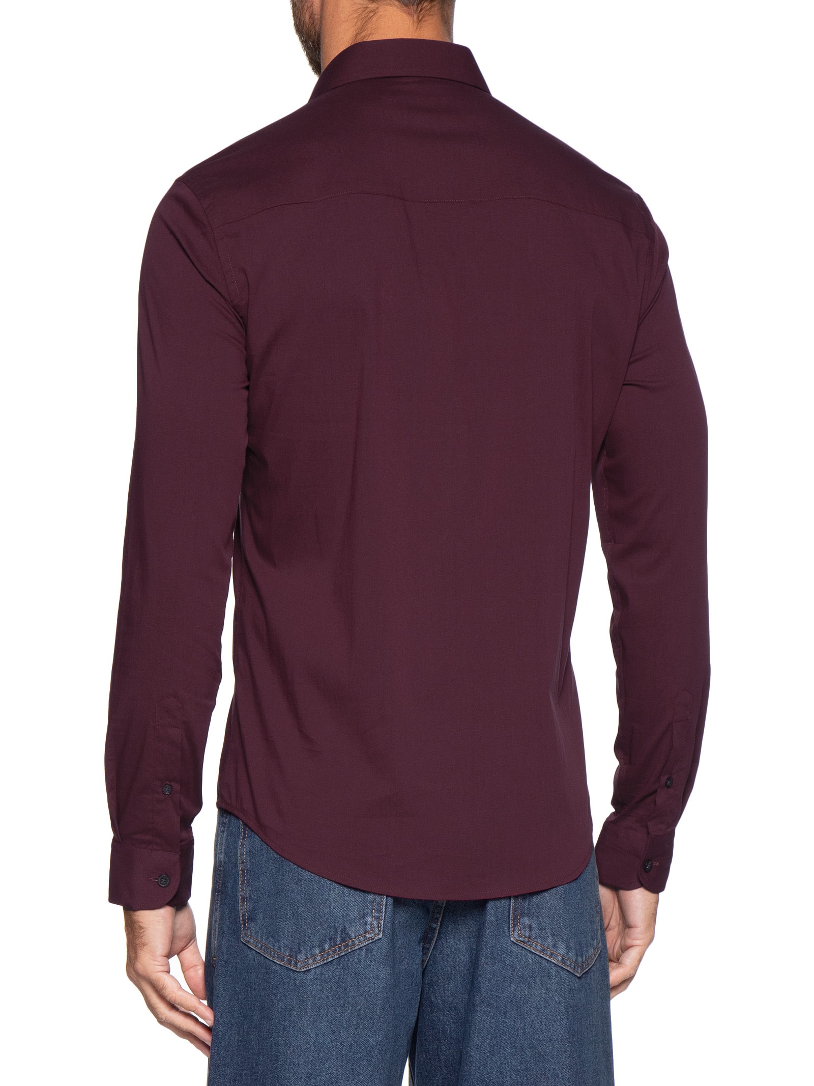 Camisa Manga Longa Tricoline Elastano Lisa Vermelho Sergio K