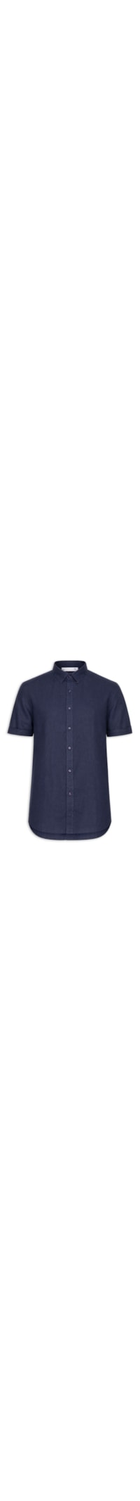 Camisa Masculina 100% Linho Manga Curta - Azul