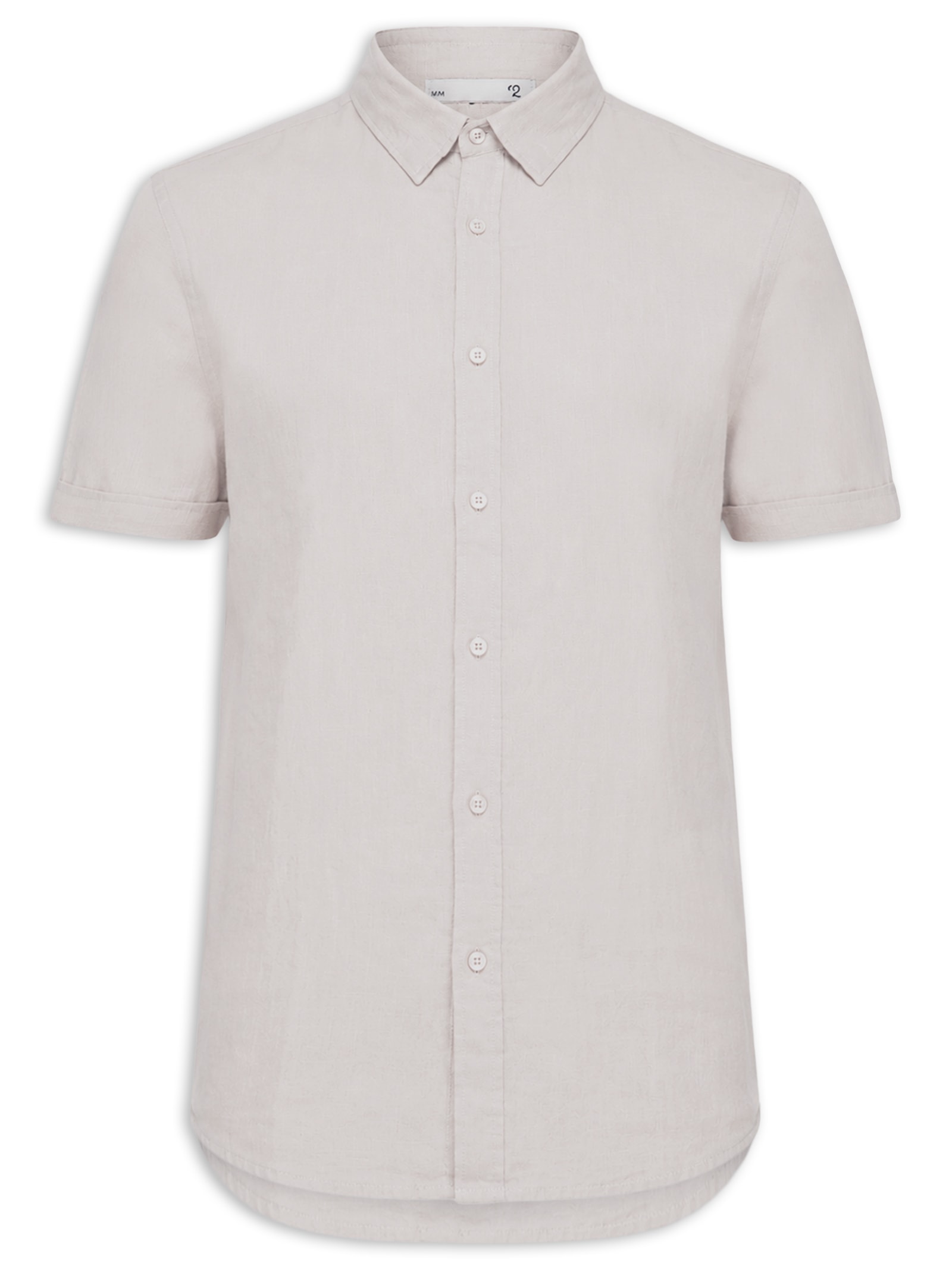 Camisa Masculina 100% Linho Manga Curta Bege '2 Essential