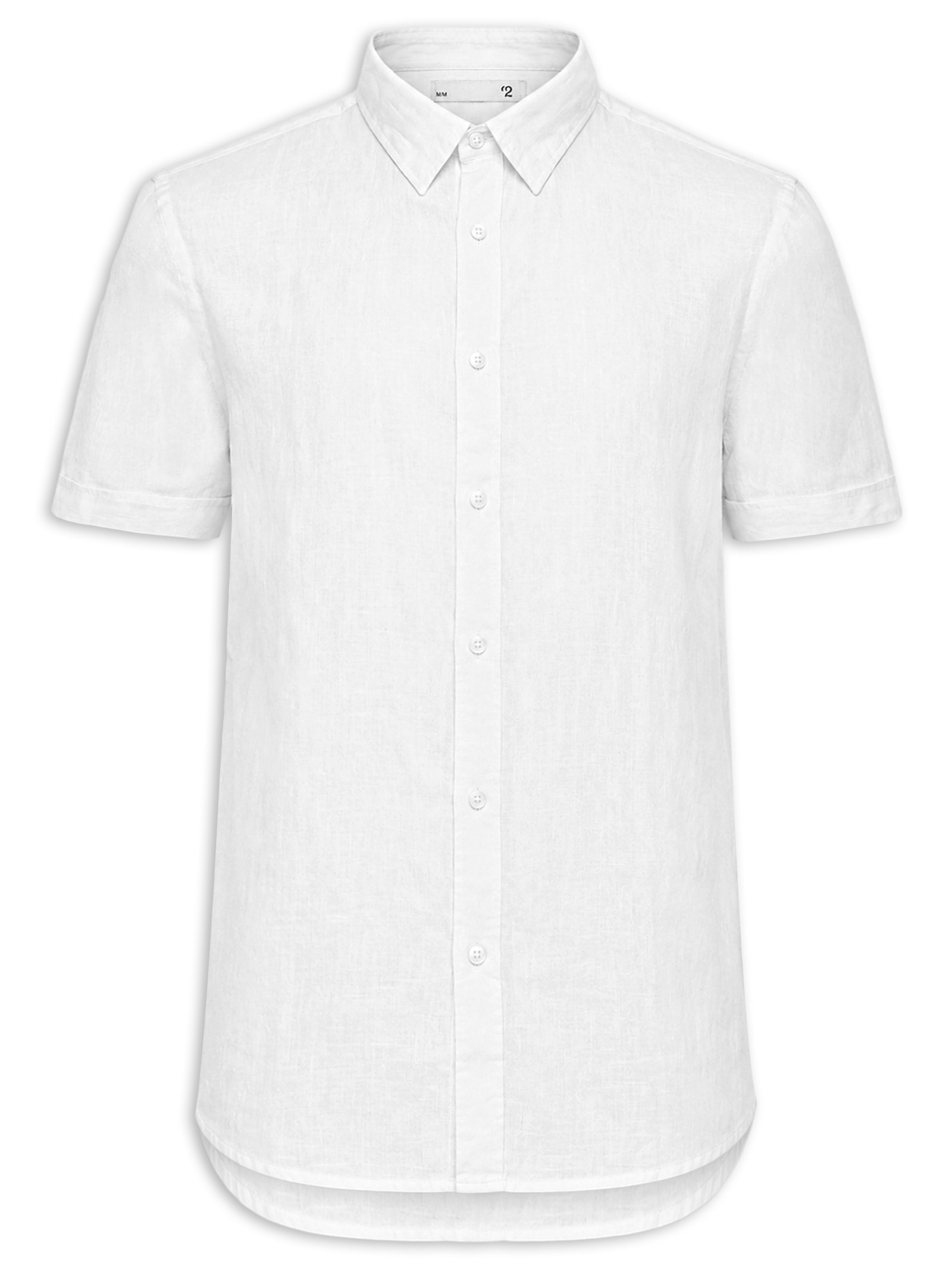 Camisa Masculina 100% Linho Manga Curta Branco '2 Essential