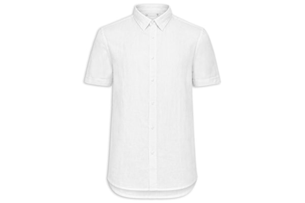 Camisa Masculina 100% Linho Manga Curta - Branco
