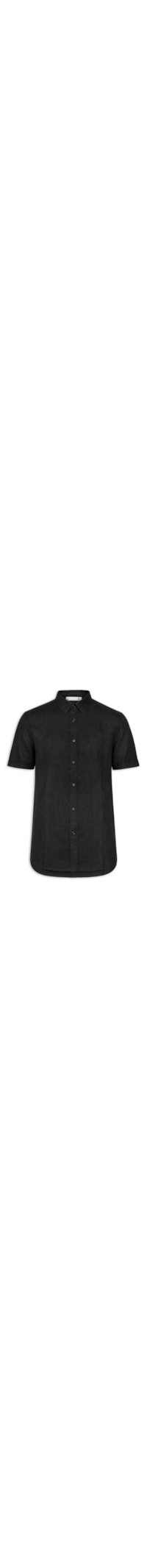Camisa Masculina 100% Linho Manga Curta - Preto