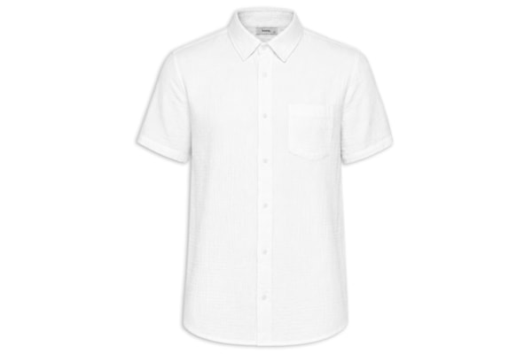 Camisa Masculina Algodão Manga Curta - Branco