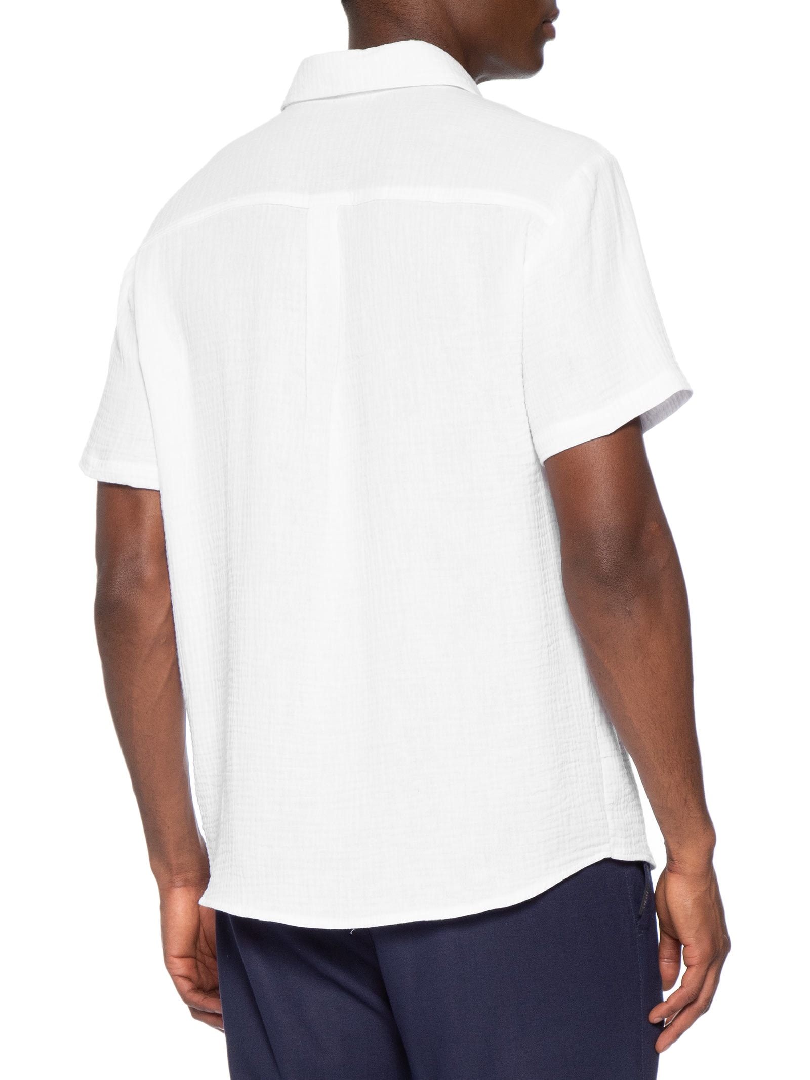 Camisa Masculina Algodão Manga Curta Branco Basiq Men
