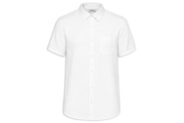 Camisa Masculina Algodão Manga Curta - Branco