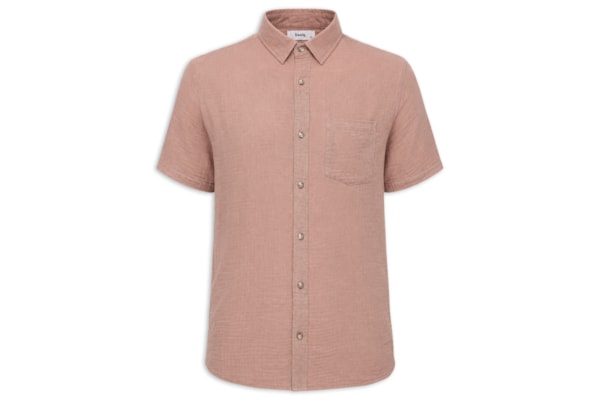 Camisa Masculina Algodão Manga Curta - Marrom