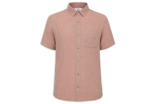 Camisa Masculina Algodão Manga Curta - Marrom