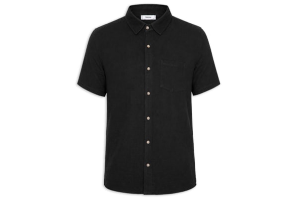 Camisa Masculina Algodão Manga Curta - Preto