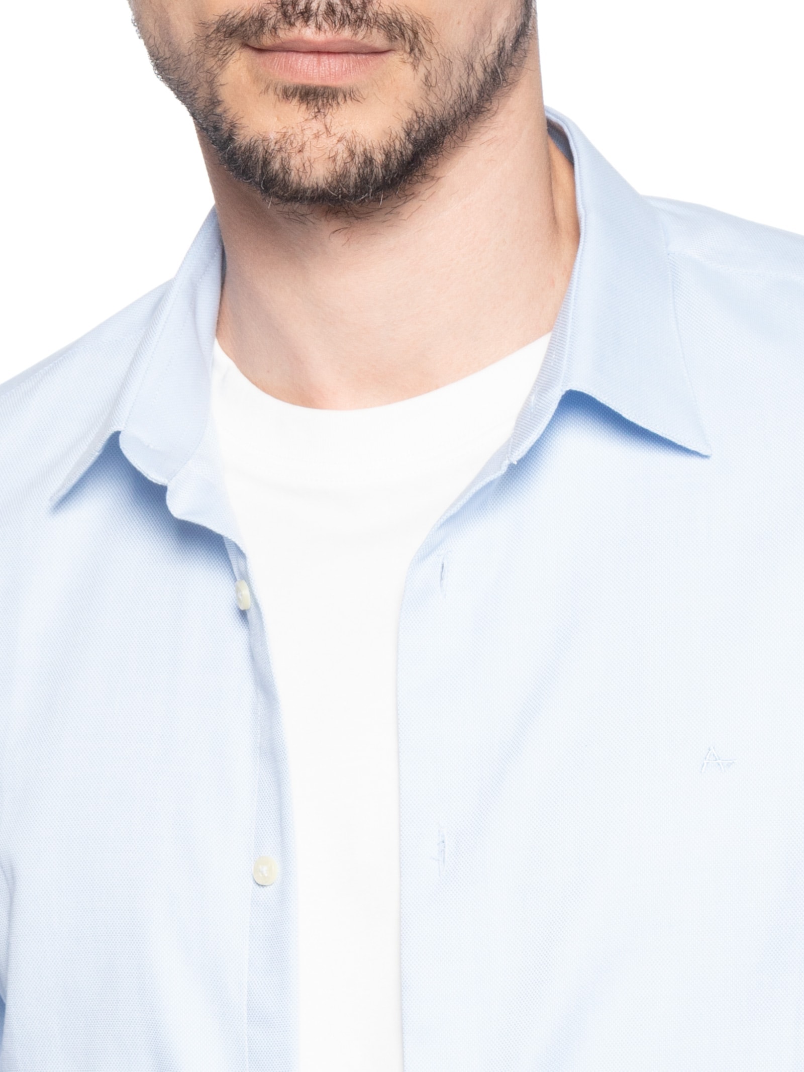 Camisa Masculina Algodão Maquinetado Azul Aramis