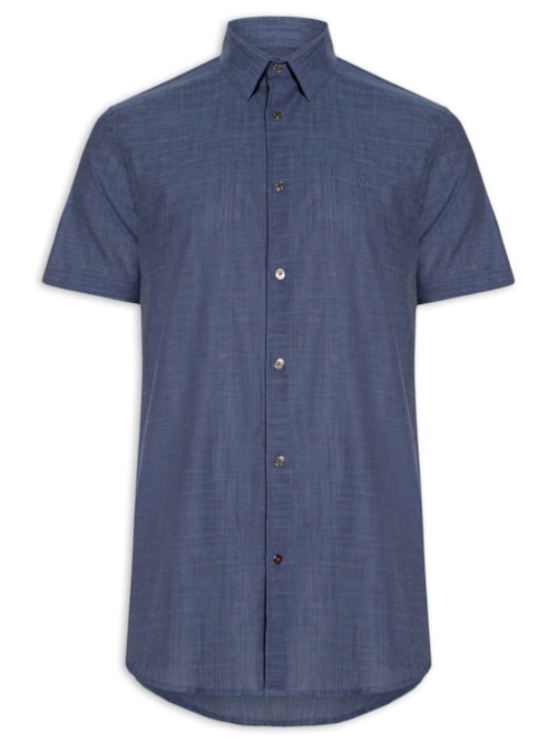 Camisa Masculina Algodão Relax - Azul