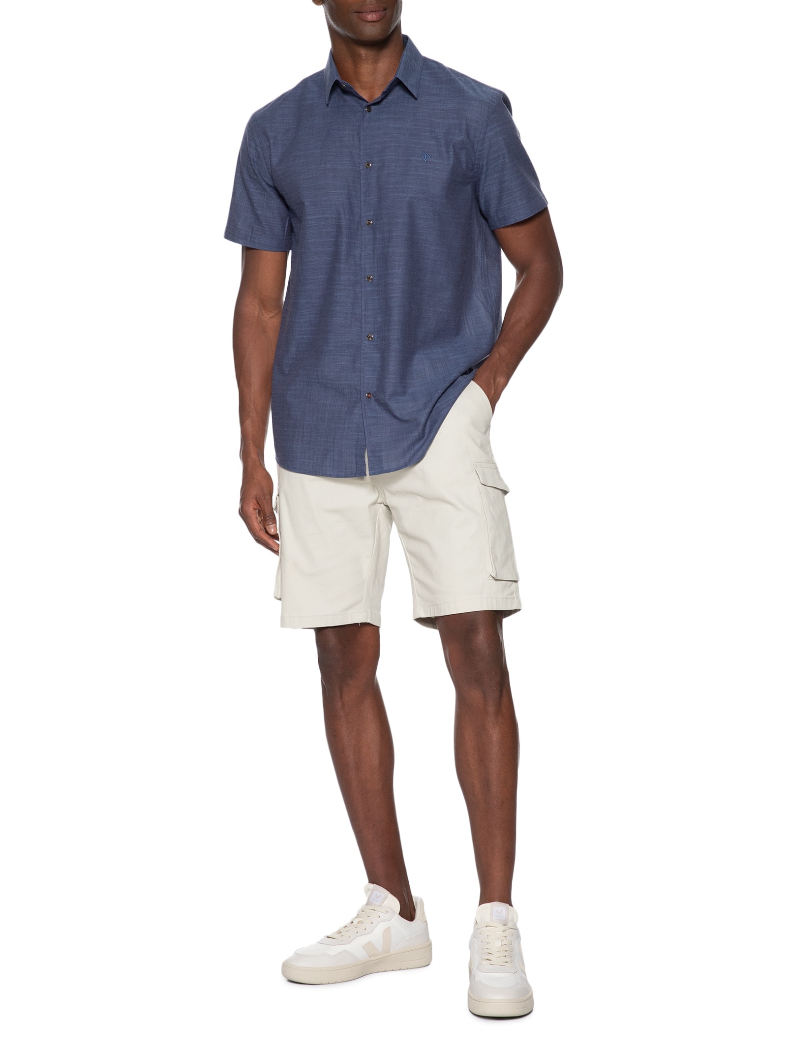  Camisa Masculina Algodão Relax Azul Forum
