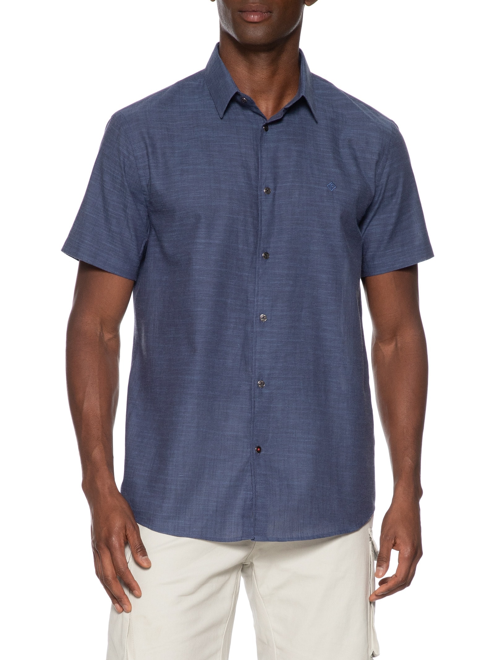  Camisa Masculina Algodão Relax Azul Forum