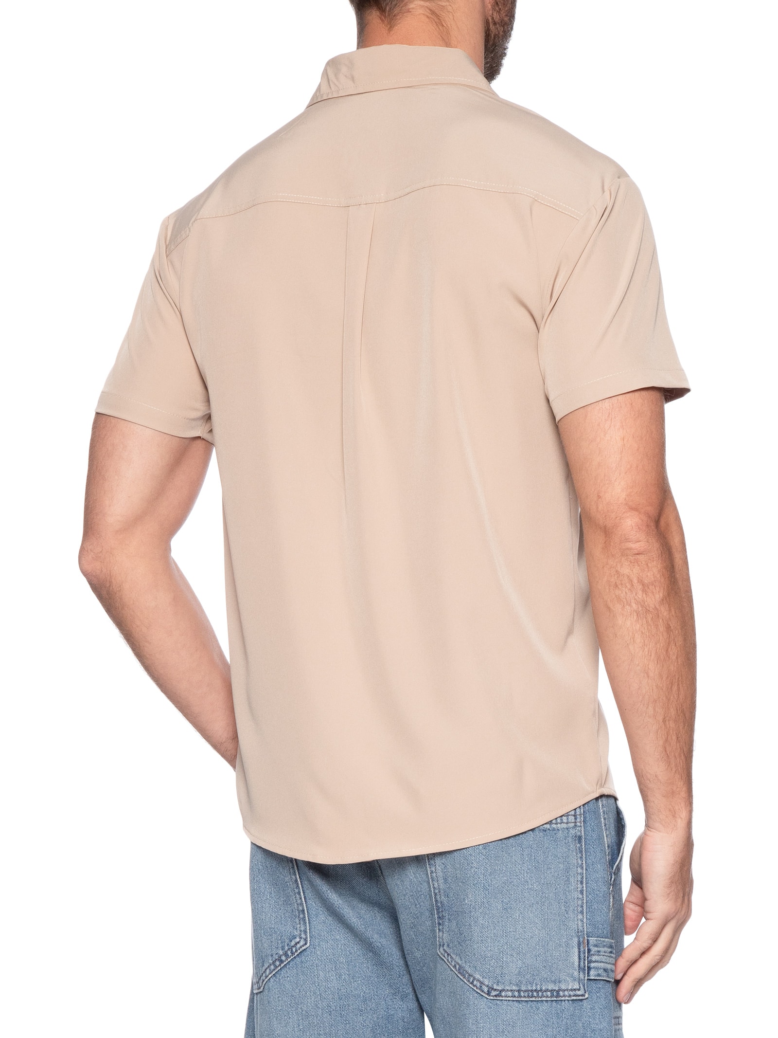 Camisa Masculina Básica Bege Basiq Men