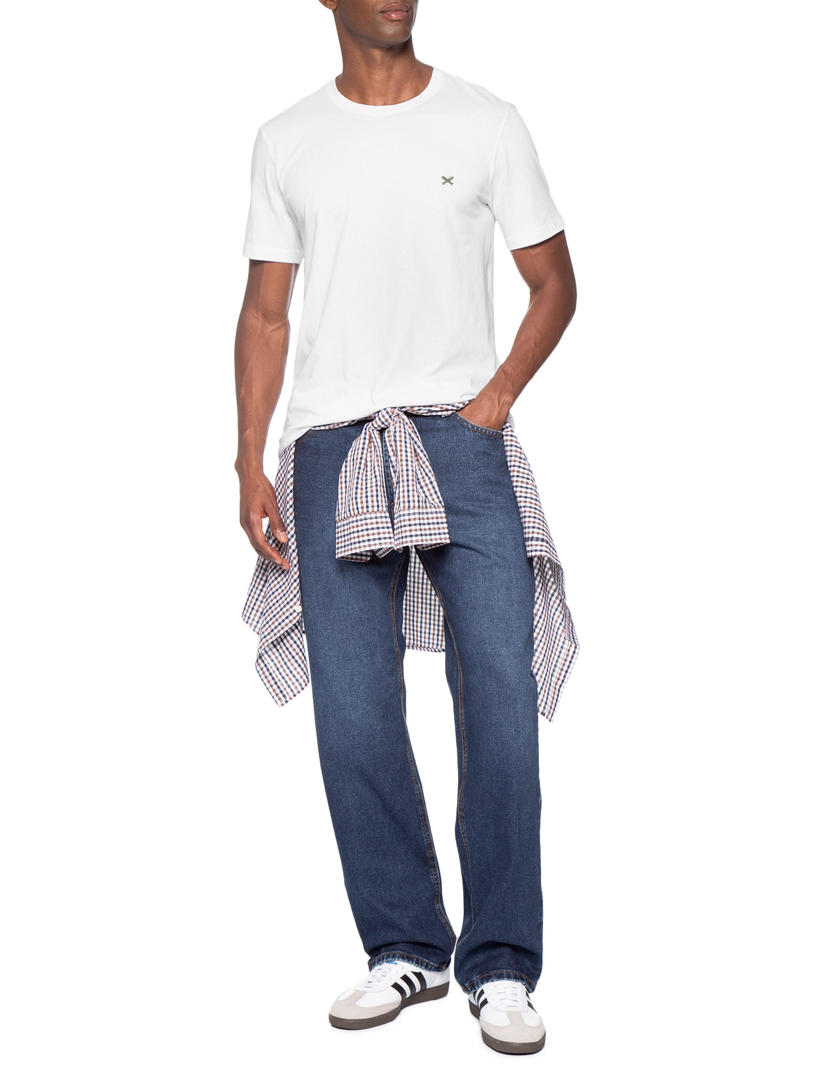 Camisa Masculina Básica Peixe Bordado Branco Hering