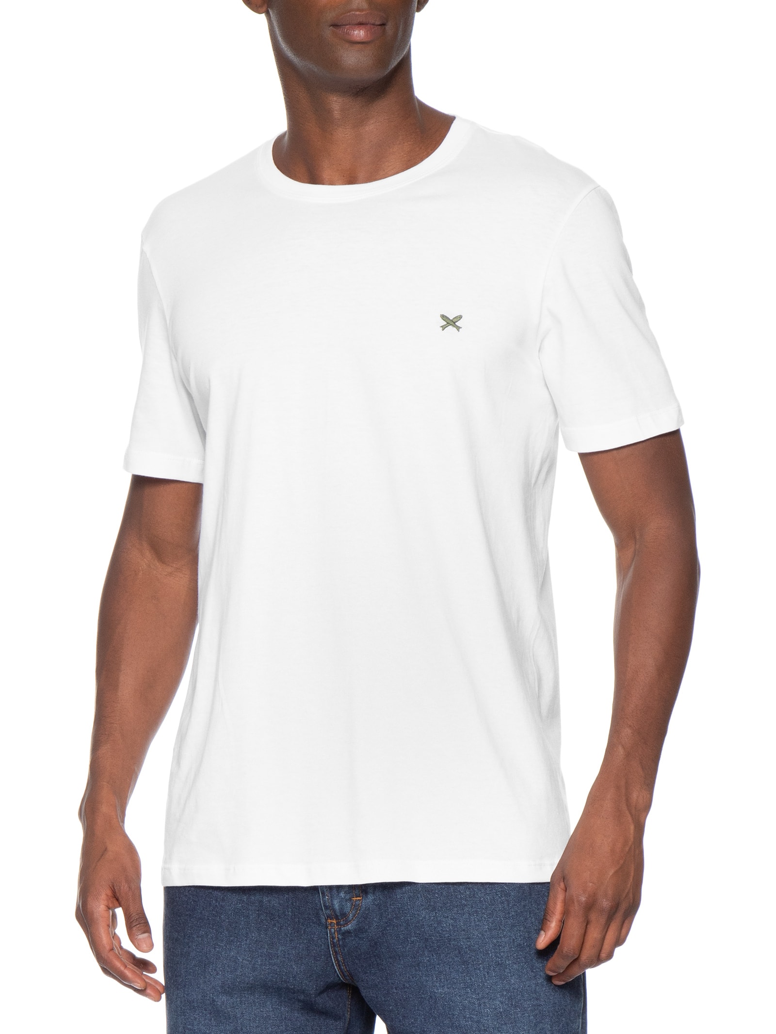 Camisa Masculina Básica Peixe Bordado Branco Hering