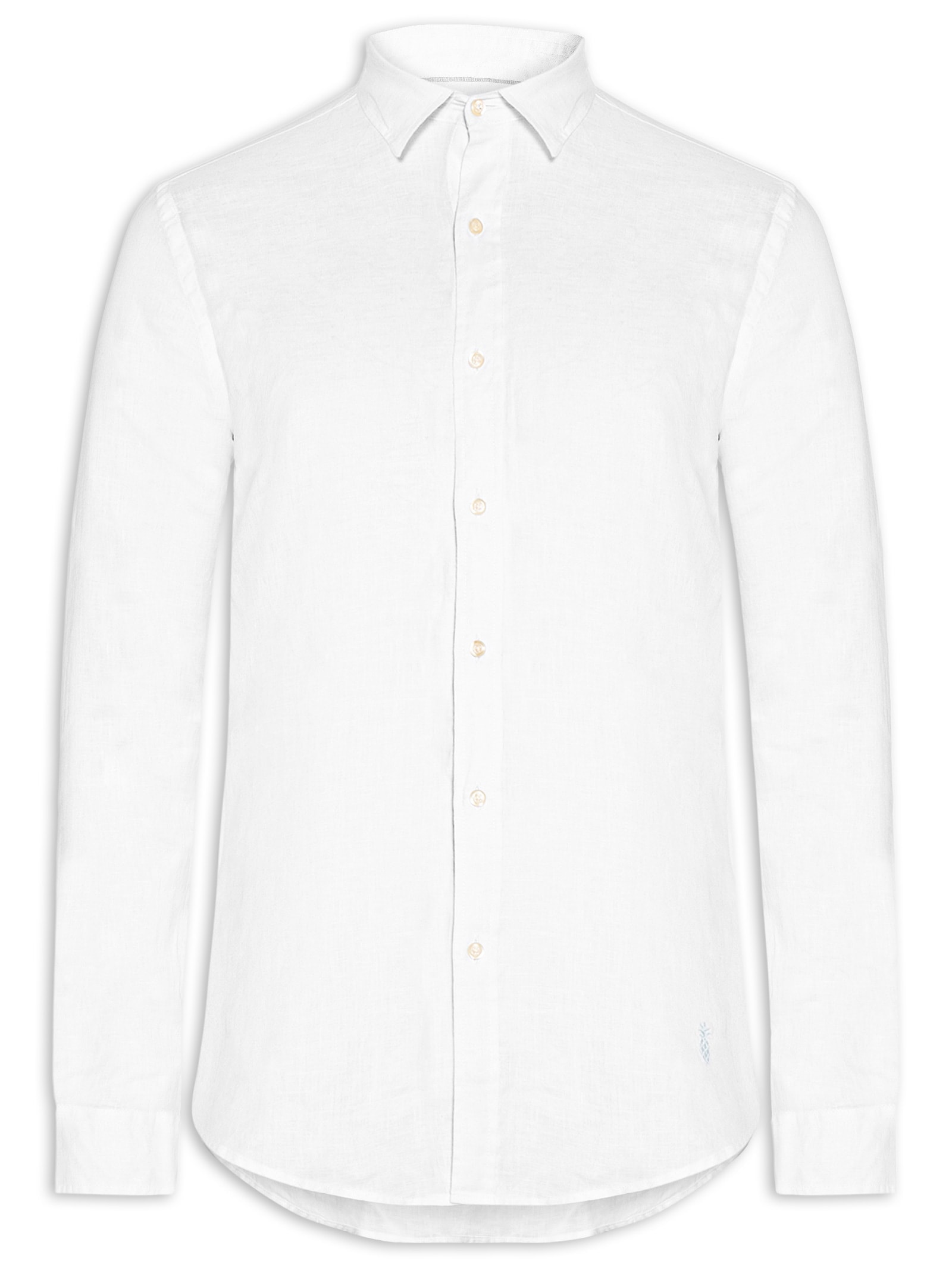 Camisa Masculina Básica Puro Linho Branco Pineapple