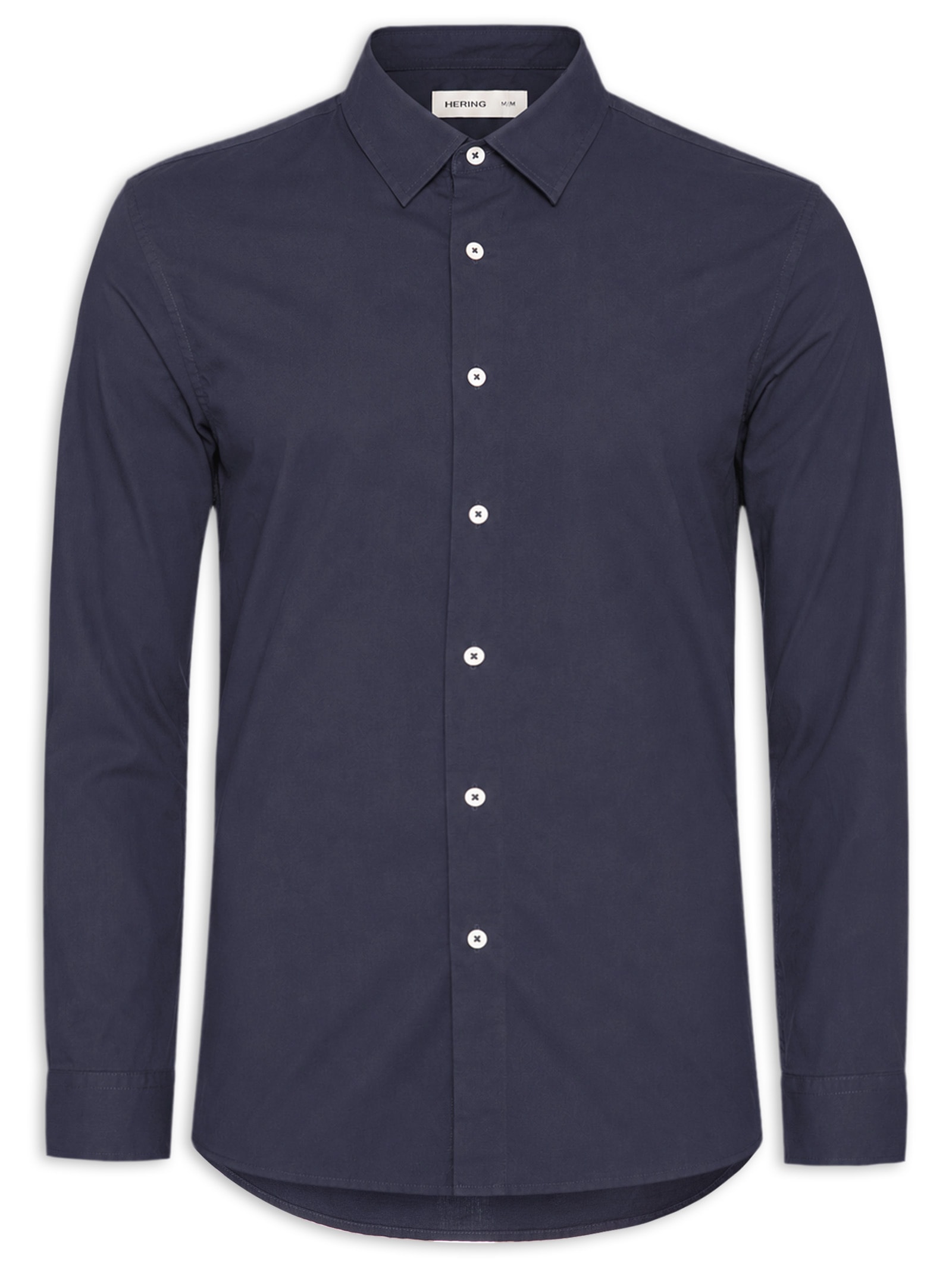 Camisa Masculina Básica Regular Fit Lisa Azul Hering