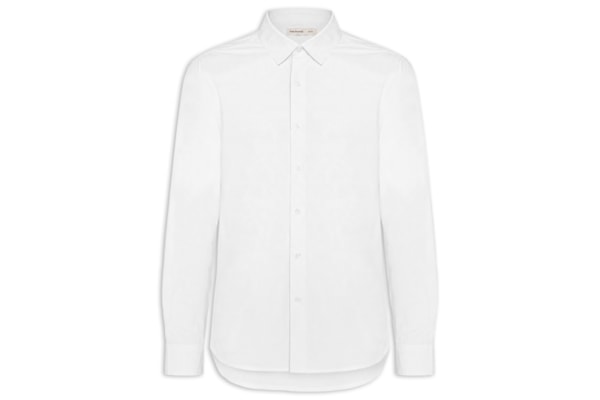 Camisa Masculina Básica Regular Fit Lisa - Branco