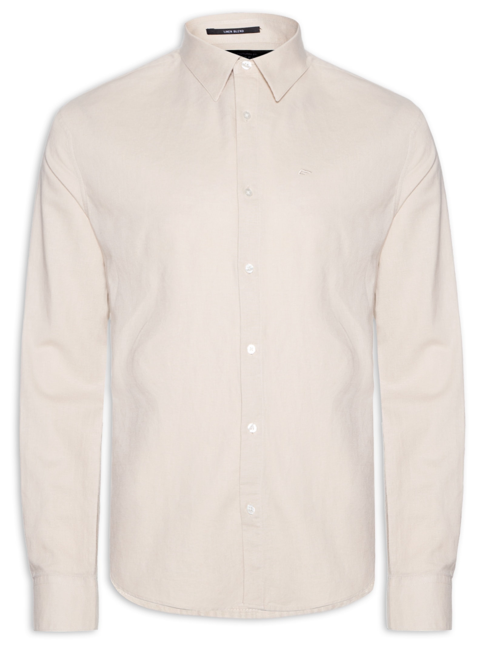 Camisa Masculina Blend Classic Irish Manga Longa Bege Ellus