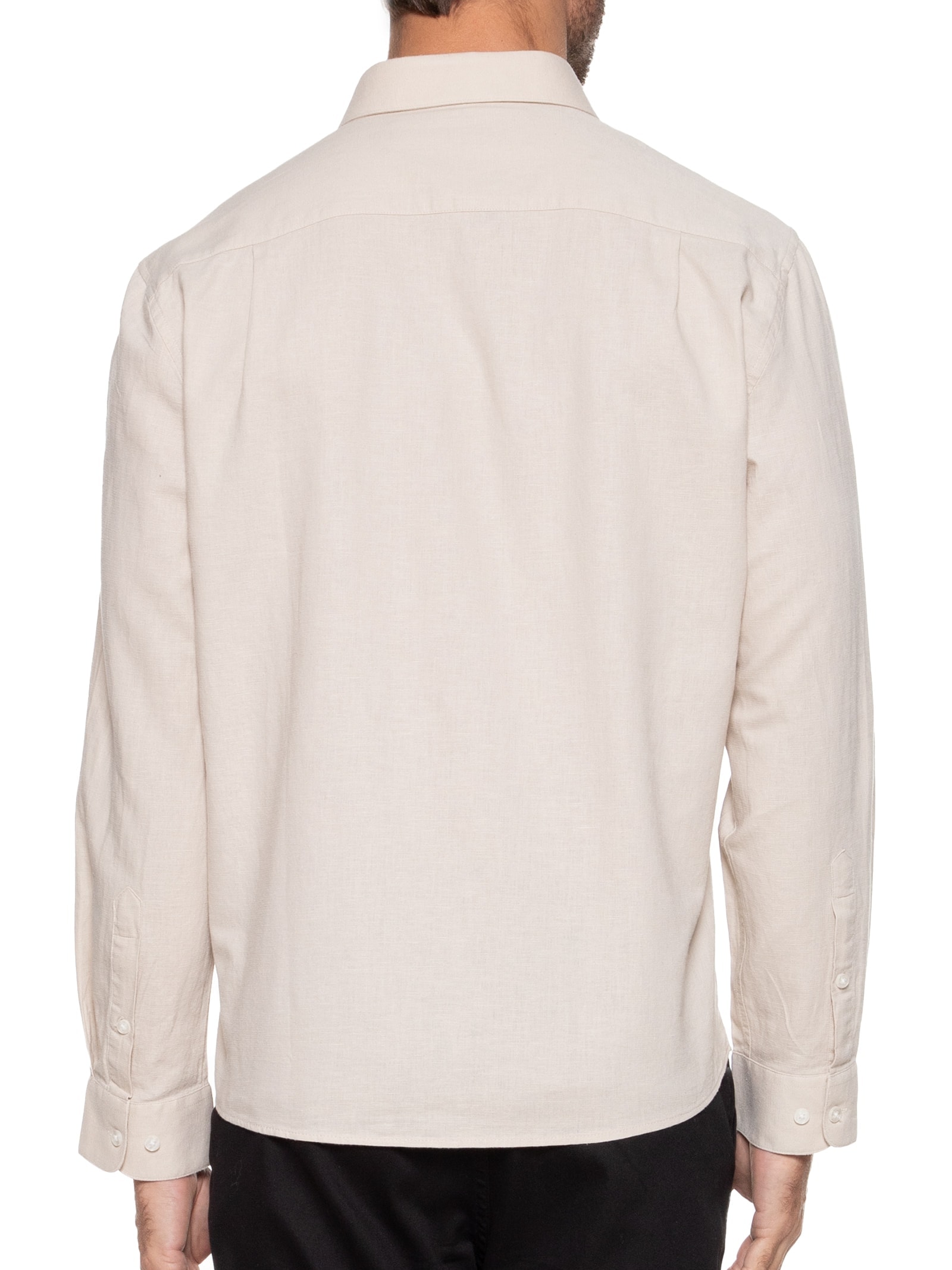 Camisa Masculina Blend Classic Irish Manga Longa Bege Ellus