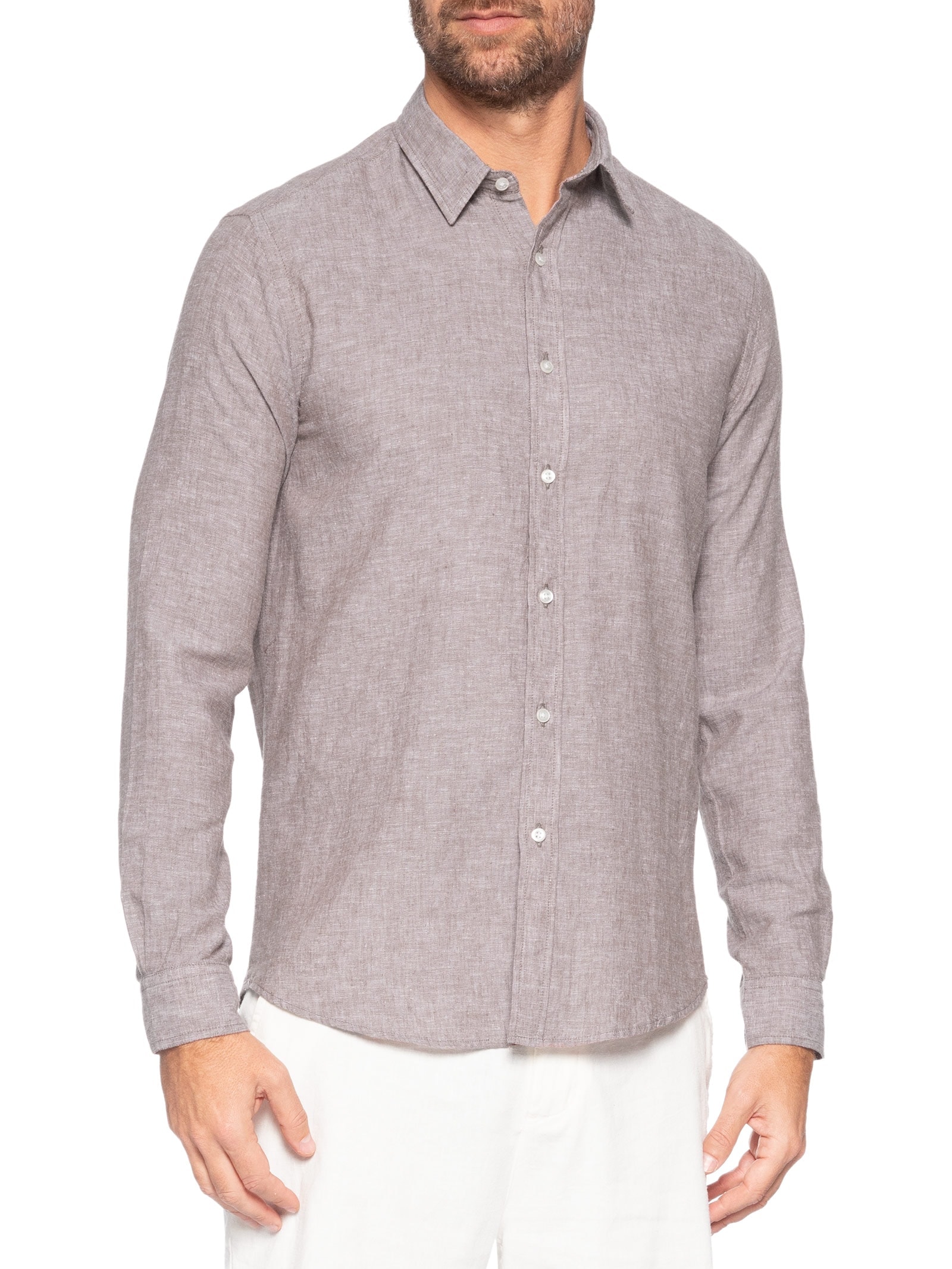 Camisa Masculina Blend Linen Bege Pineapple