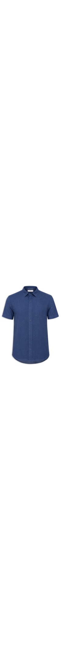 Camisa Masculina Blend Linho Manga Curta - Azul