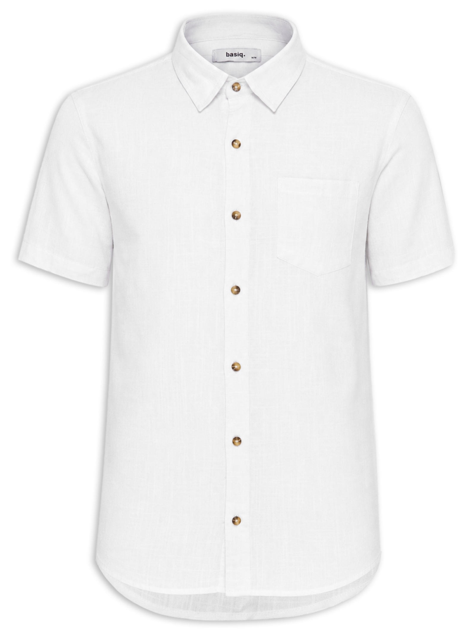 Camisa Masculina Blend Linho Manga Curta Branco Basiq Men