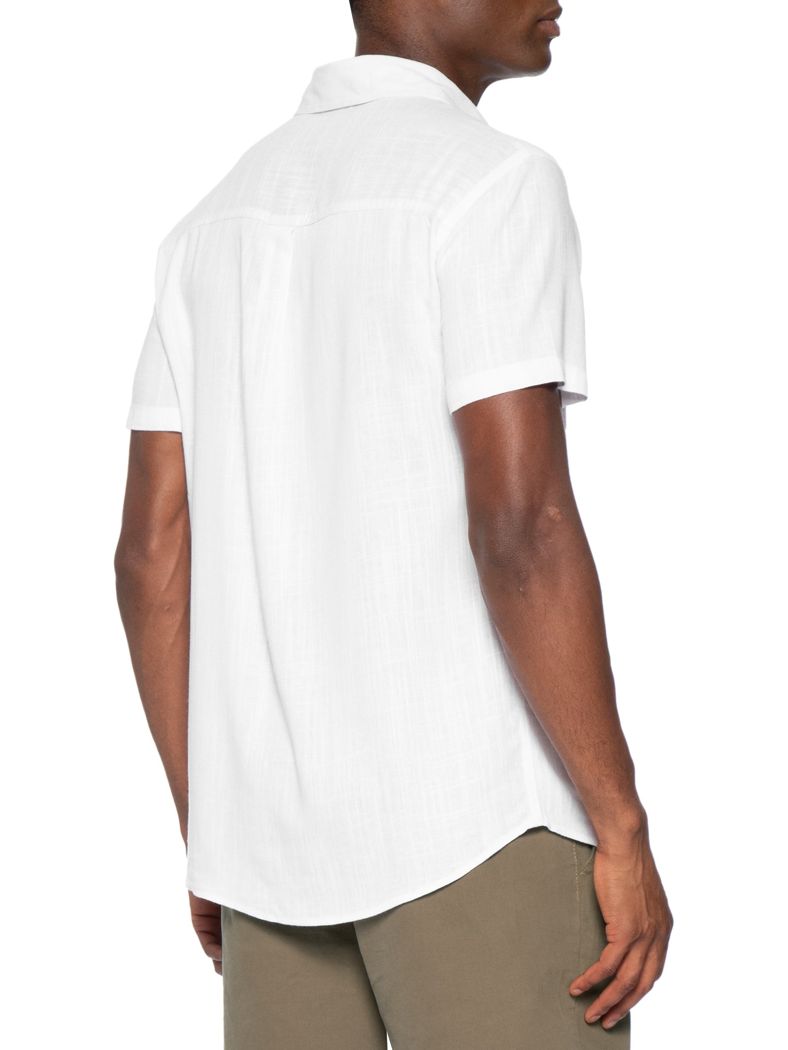 Camisa Masculina Blend Linho Manga Curta Branco Basiq Men