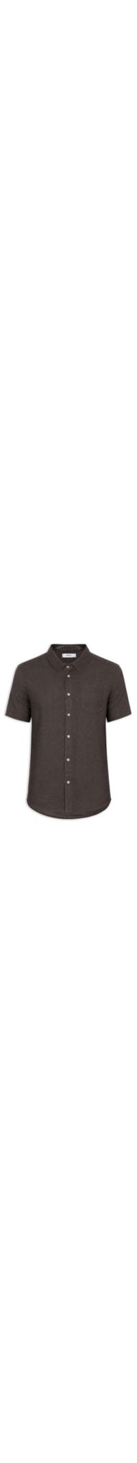 Camisa Masculina Blend Linho Manga Curta - Marrom