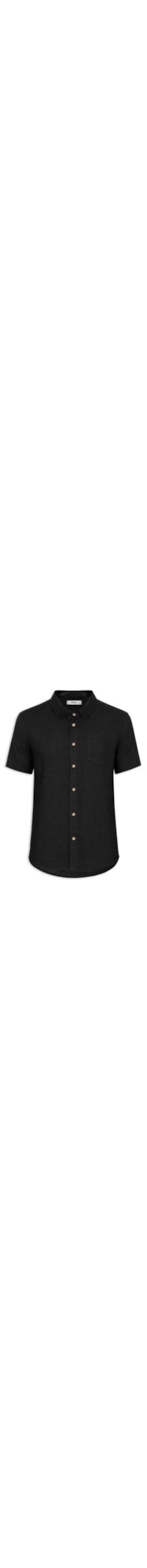 Camisa Masculina Blend Linho Manga Curta - Preto
