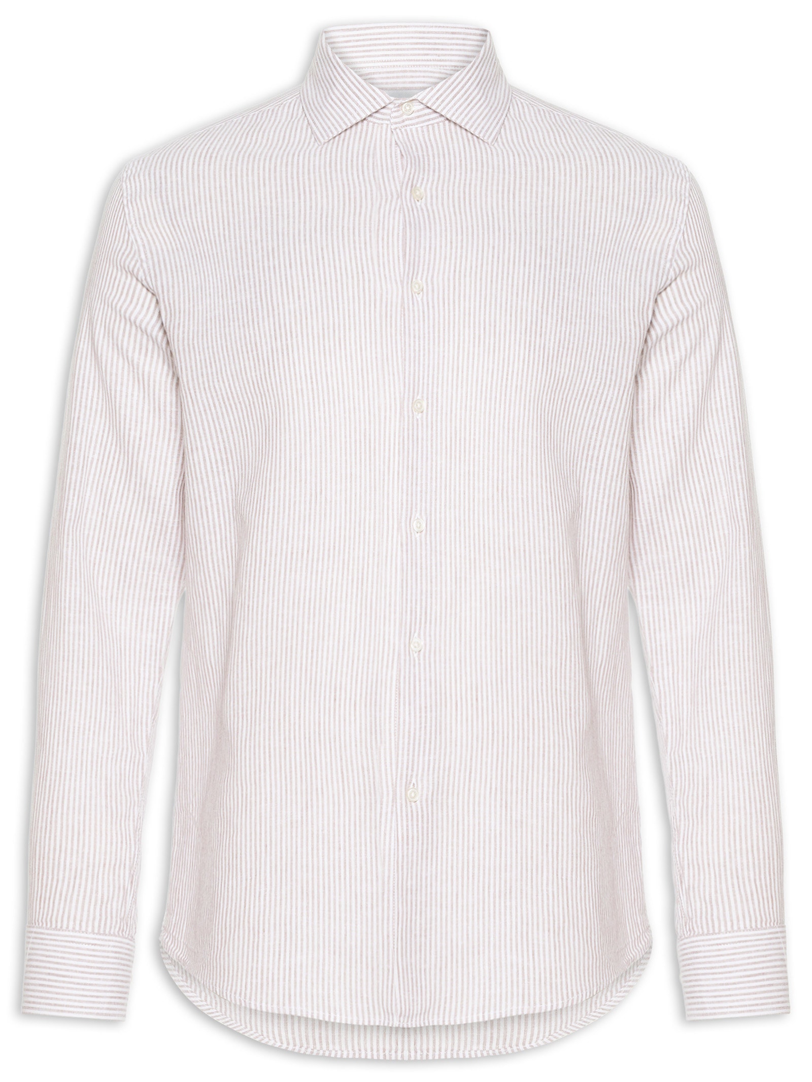 Camisa Masculina Blend Linho Manga Longa Bege '2 Essential