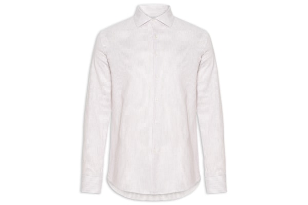 Camisa Masculina Blend Linho Manga Longa - Bege