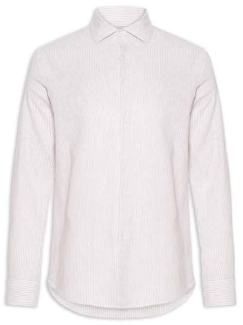 Camisa Masculina Blend Linho Manga Longa – Bege