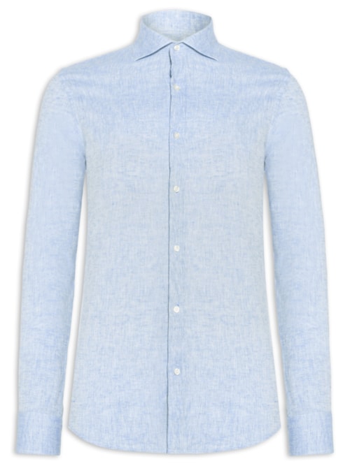 Camisa Masculina Blend Linho Slim Fit – Azul