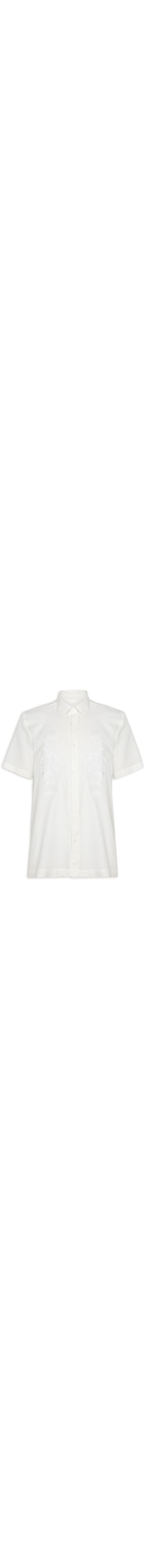 Camisa Masculina Bordado Linen Arabesco Manga Curta - Branco
