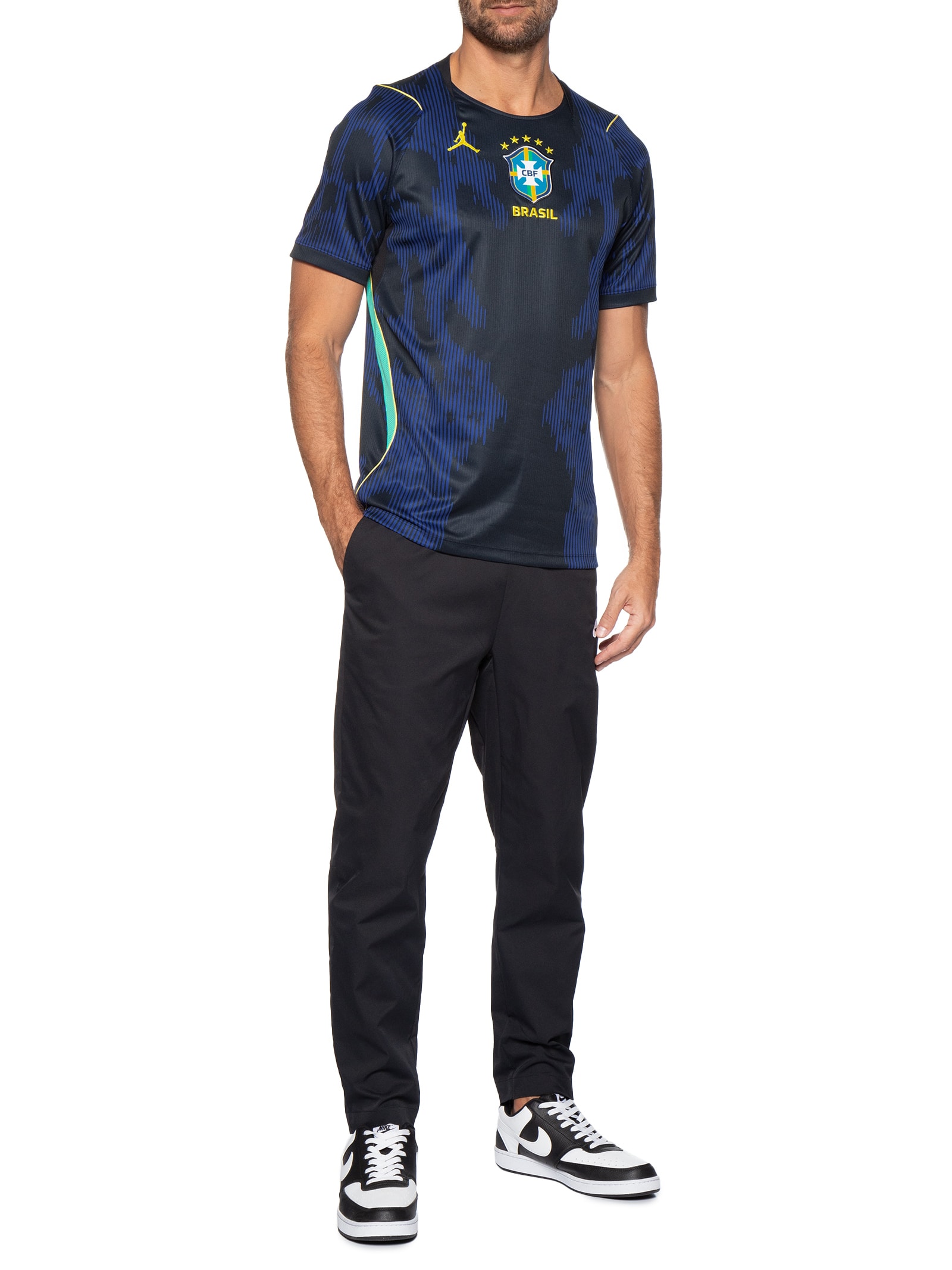 Camisa Masculina Brasil Jordan II Torcedor Pro Azul Nike