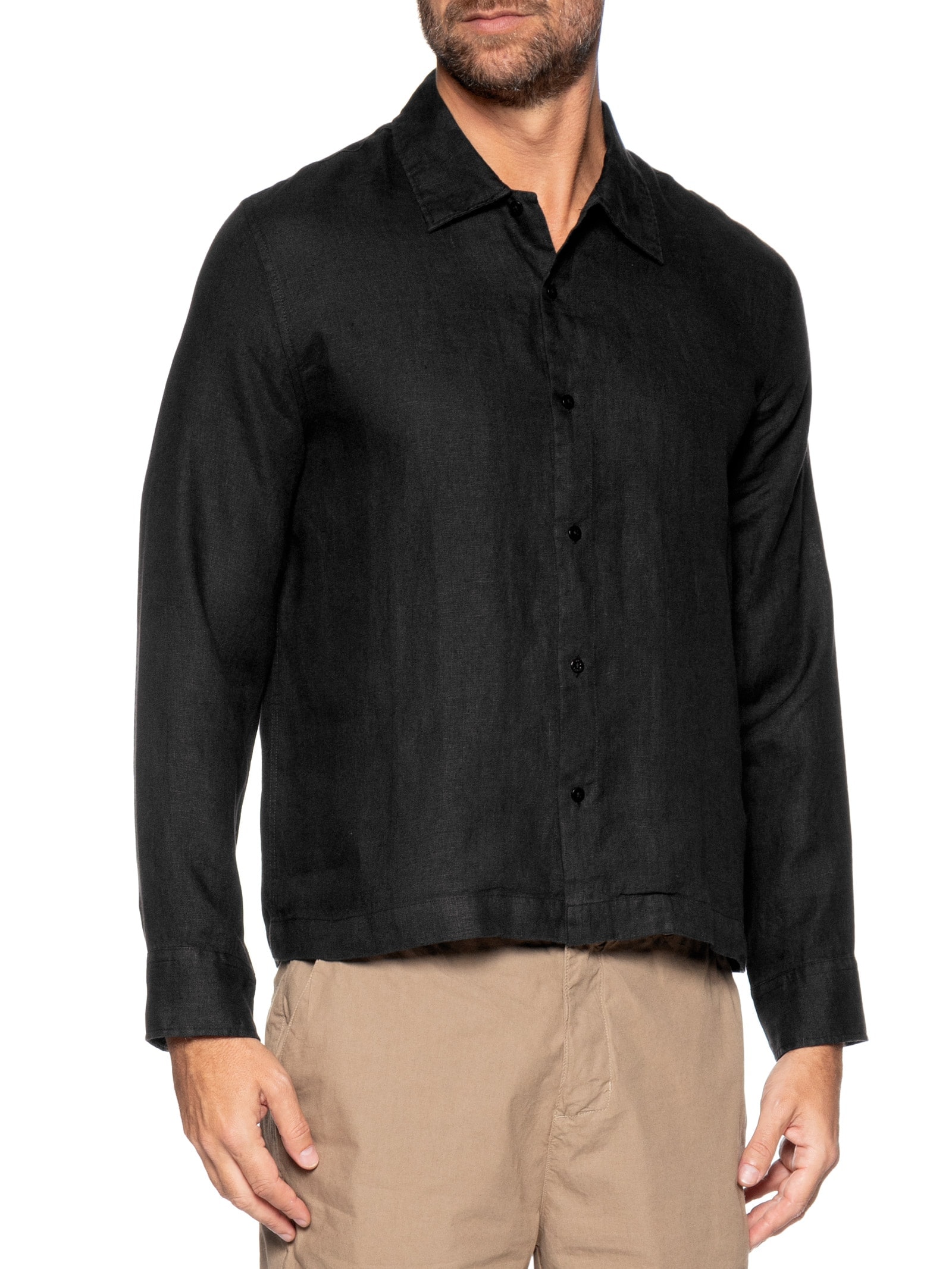Camisa Masculina Brief Linen Confort ML – Preto Osklen