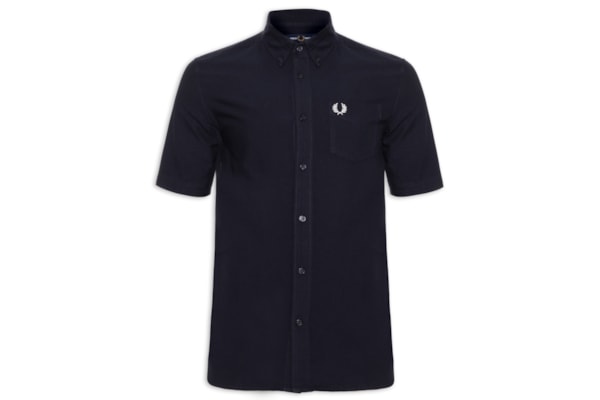 Camisa Masculina Button Down Regular Fit Em Oxford - Azul