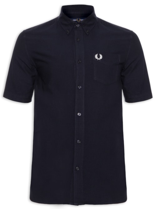 Camisa Masculina Button Down Regular Fit Em Oxford – Azul