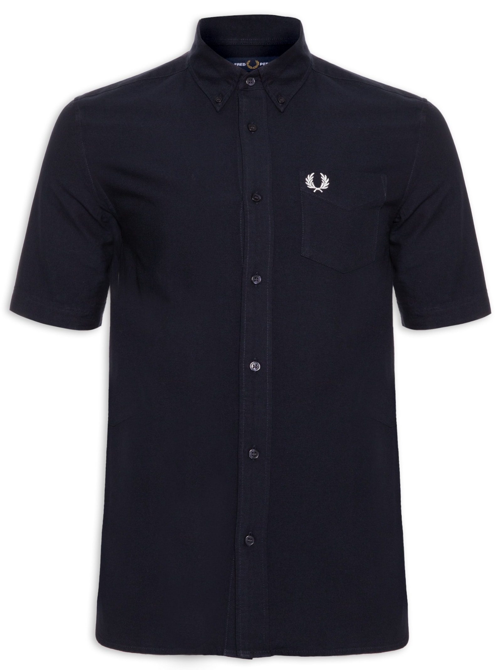 Camisa Masculina Button Down Regular Fit Em Oxford Azul Fred Perry