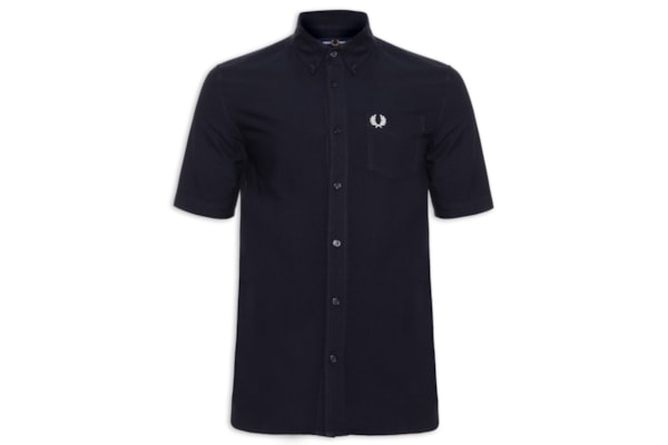 Camisa Masculina Button Down Regular Fit Em Oxford - Azul