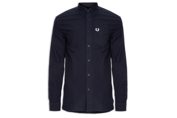 Camisa Masculina Button Down Regular Fit Em Oxford  - Azul